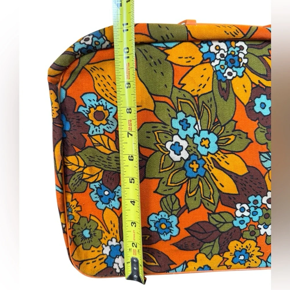 Vintage Floral Orange Travel Suitcase Bag